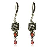 LO4205 - Antique Copper Brass Earrings with AAA Grade CZ  in Garnet - Alamode