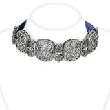 LO4206 - TIN Cobalt Black Brass Necklace with AAA Grade CZ  in Clear - Alamode