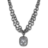 LO4207 - TIN Cobalt Black Brass Necklace with AAA Grade CZ  in Clear - Alamode