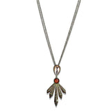 LO4216 - Antique Copper Brass Necklace with Synthetic Synthetic Glass in Champagne - Alamode