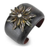 LO4220 - Antique Copper Brass Bangle with Synthetic Synthetic Stone in Champagne - Alamode