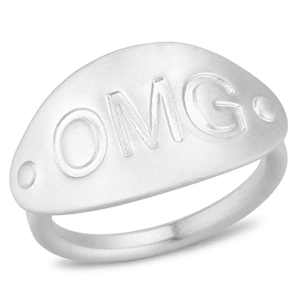 LO4244 - Matte Rhodium Brass Ring with No Stone - Alamode - Flyclothing LLC