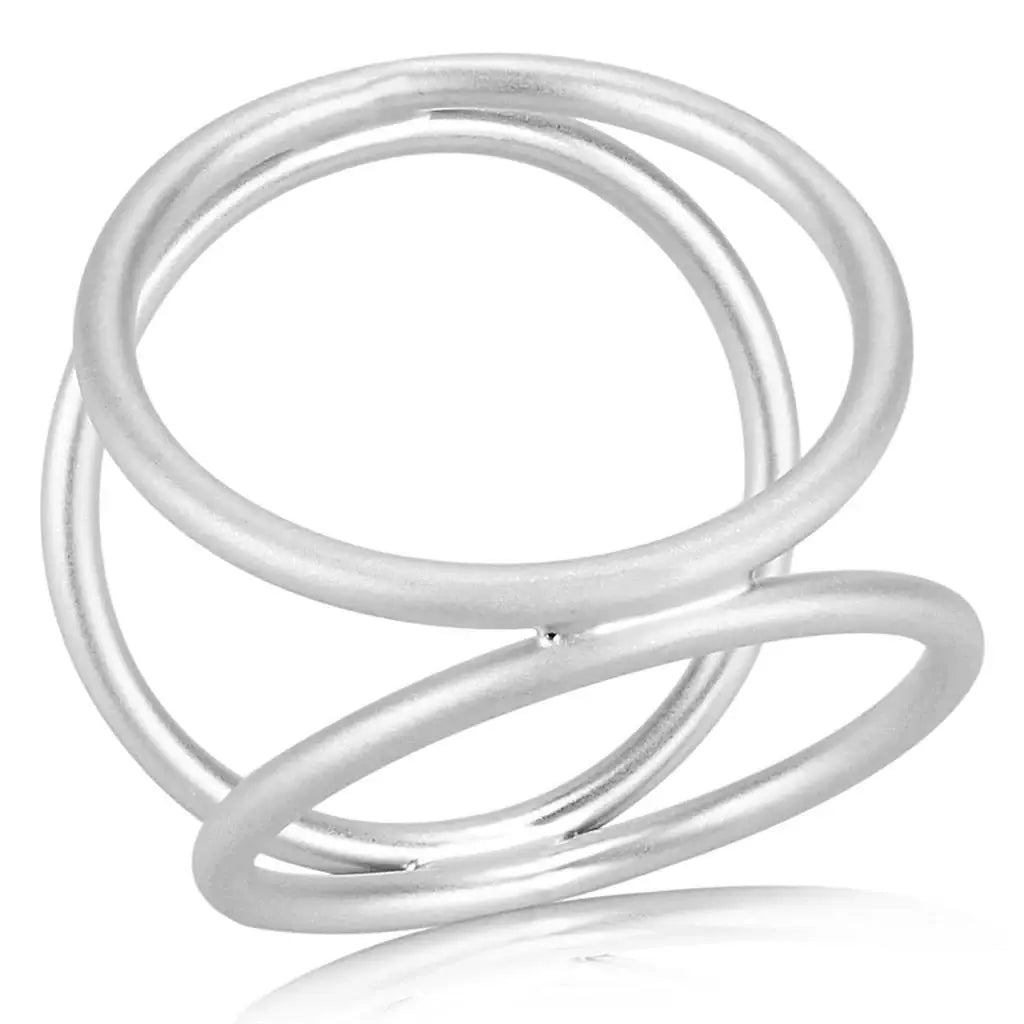 LO4249 - Matte Rhodium Brass Ring with No Stone - Alamode - Flyclothing LLC
