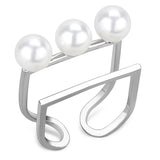 LO4253 - Rhodium Brass Ring with Synthetic Pearl in White - Alamode - Flyclothing LLC