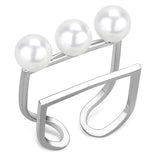 LO4253 - Rhodium Brass Ring with Synthetic Pearl in White - Alamode