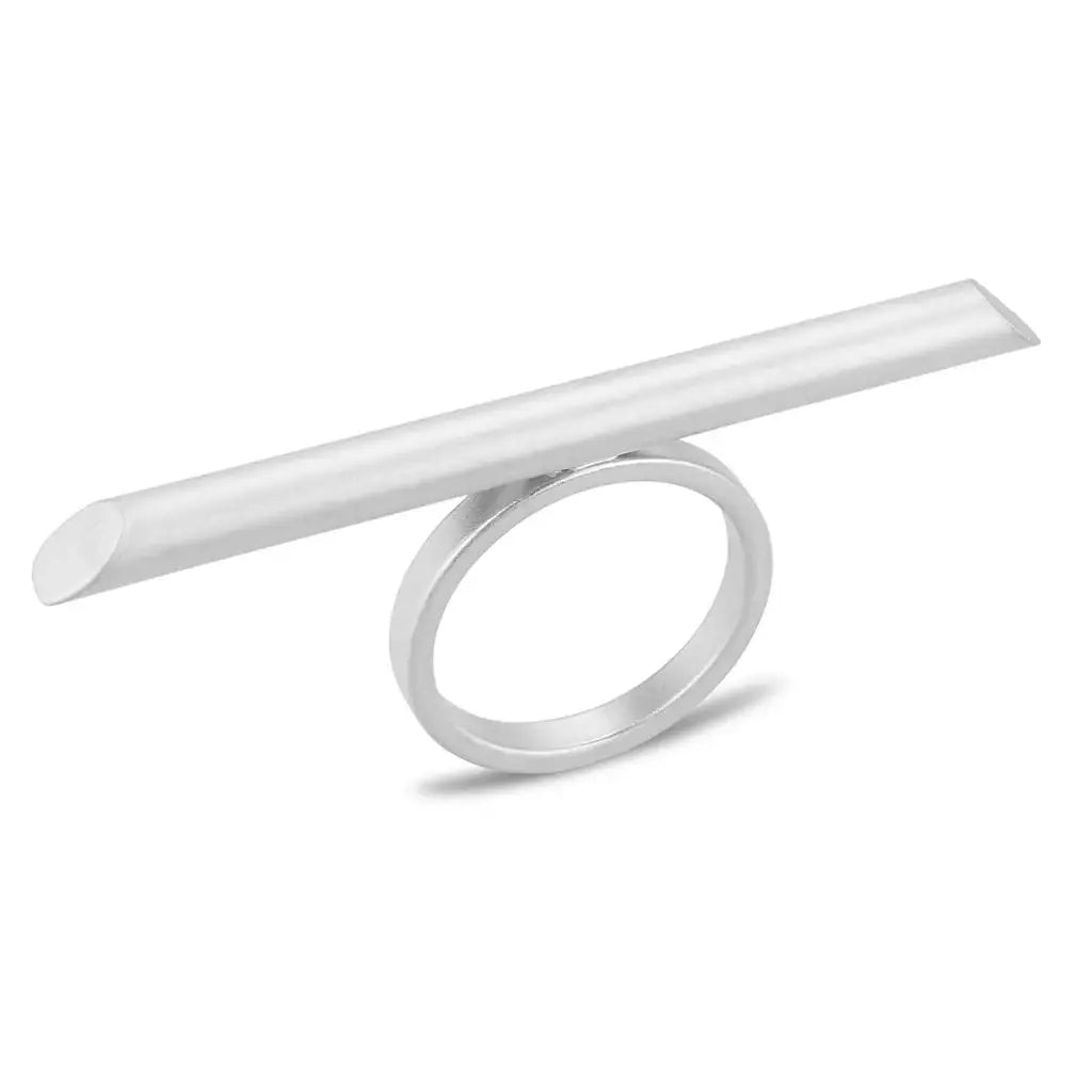 LO4260 - Matte Rhodium Brass Ring with No Stone - Alamode - Flyclothing LLC
