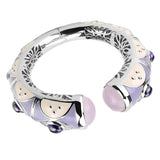 LO4268 - Rhodium Brass Bangle with Synthetic  in Rose - Alamode