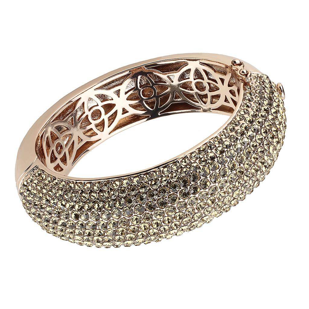 LO4270 - Rose Gold+e-coating Brass Bangle with Top Grade Crystal in Citrine Yellow - Alamode - Flyclothing LLC