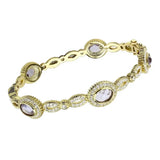 LO4273 - Gold Brass Bangle with Synthetic in Light Amethyst - Alamode - Flyclothing LLC