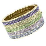 LO4277 - Gold Brass Bangle with Top Grade Crystal  in Multi Color - Alamode