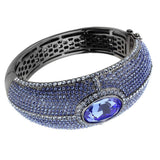 LO4283 - TIN Cobalt Black Brass Bangle with Top Grade Crystal in Sapphire - Alamode - Flyclothing LLC