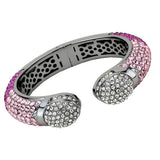 LO4293 - TIN Cobalt Black Brass Bangle with Top Grade Crystal in Multi Color - Alamode - Flyclothing LLC