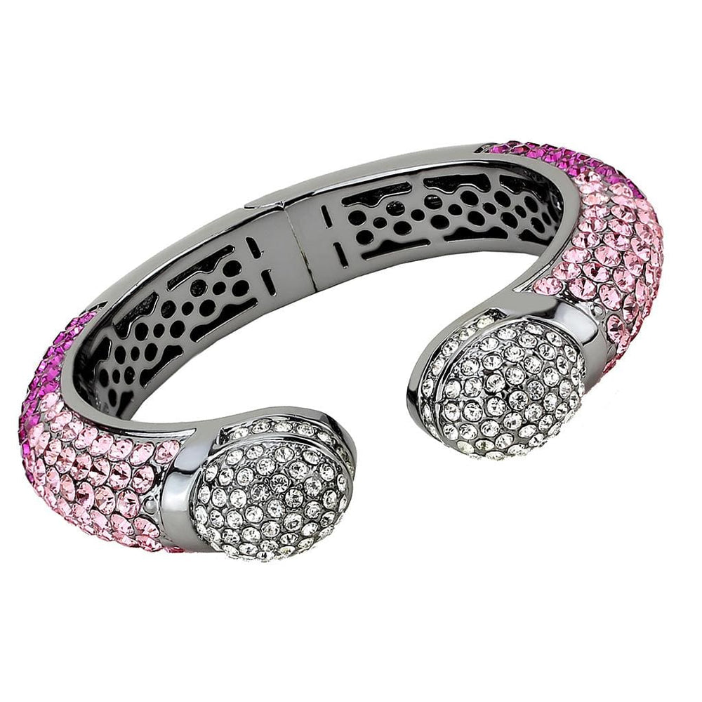LO4293 - TIN Cobalt Black Brass Bangle with Top Grade Crystal  in Multi Color - Alamode