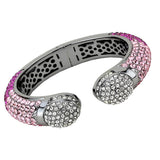 LO4293 - TIN Cobalt Black Brass Bangle with Top Grade Crystal  in Multi Color - Alamode
