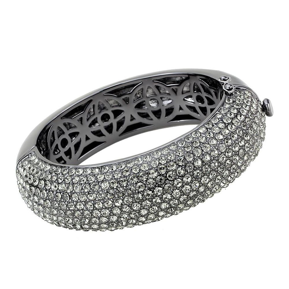 LO4304 - TIN Cobalt Black Brass Bangle with Top Grade Crystal  in Black Diamond - Alamode