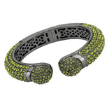 LO4314 - TIN Cobalt Black Brass Bangle with Top Grade Crystal  in Peridot - Alamode