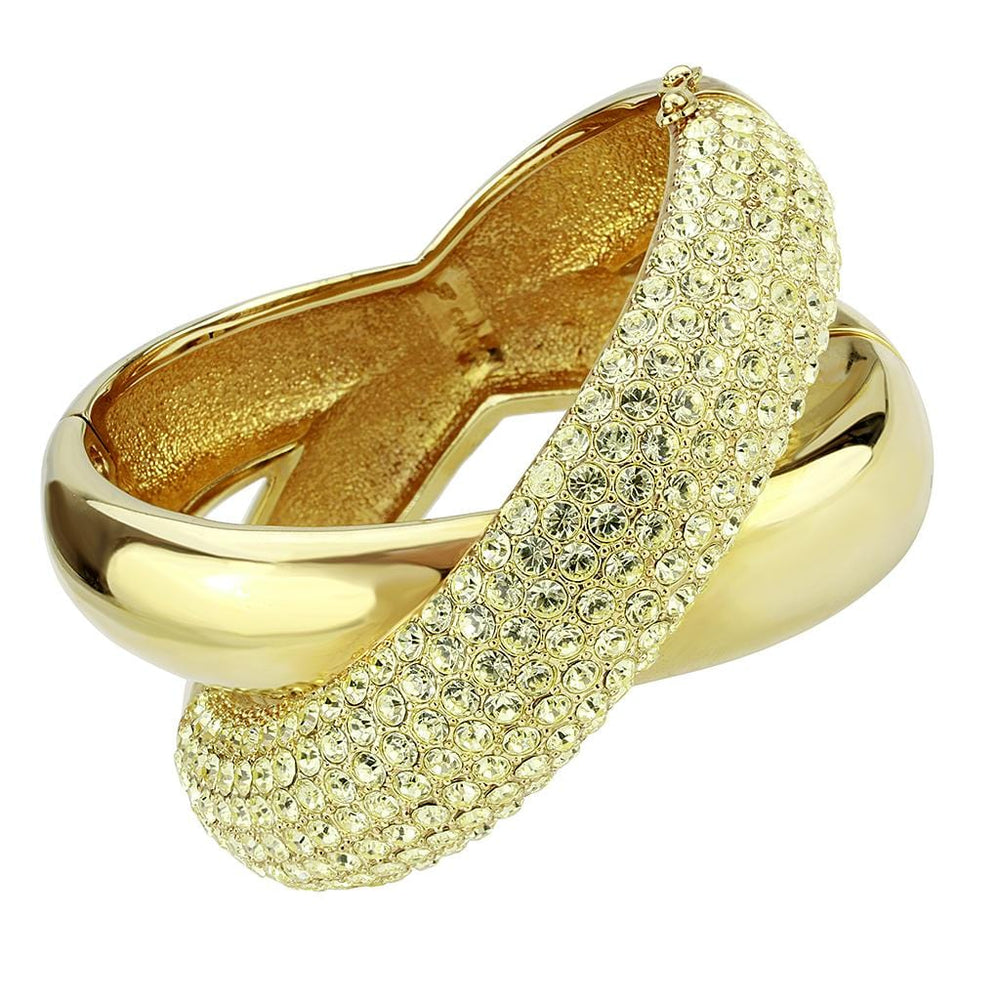 LO4321 - Gold Brass Bangle with Top Grade Crystal  in Citrine Yellow - Alamode