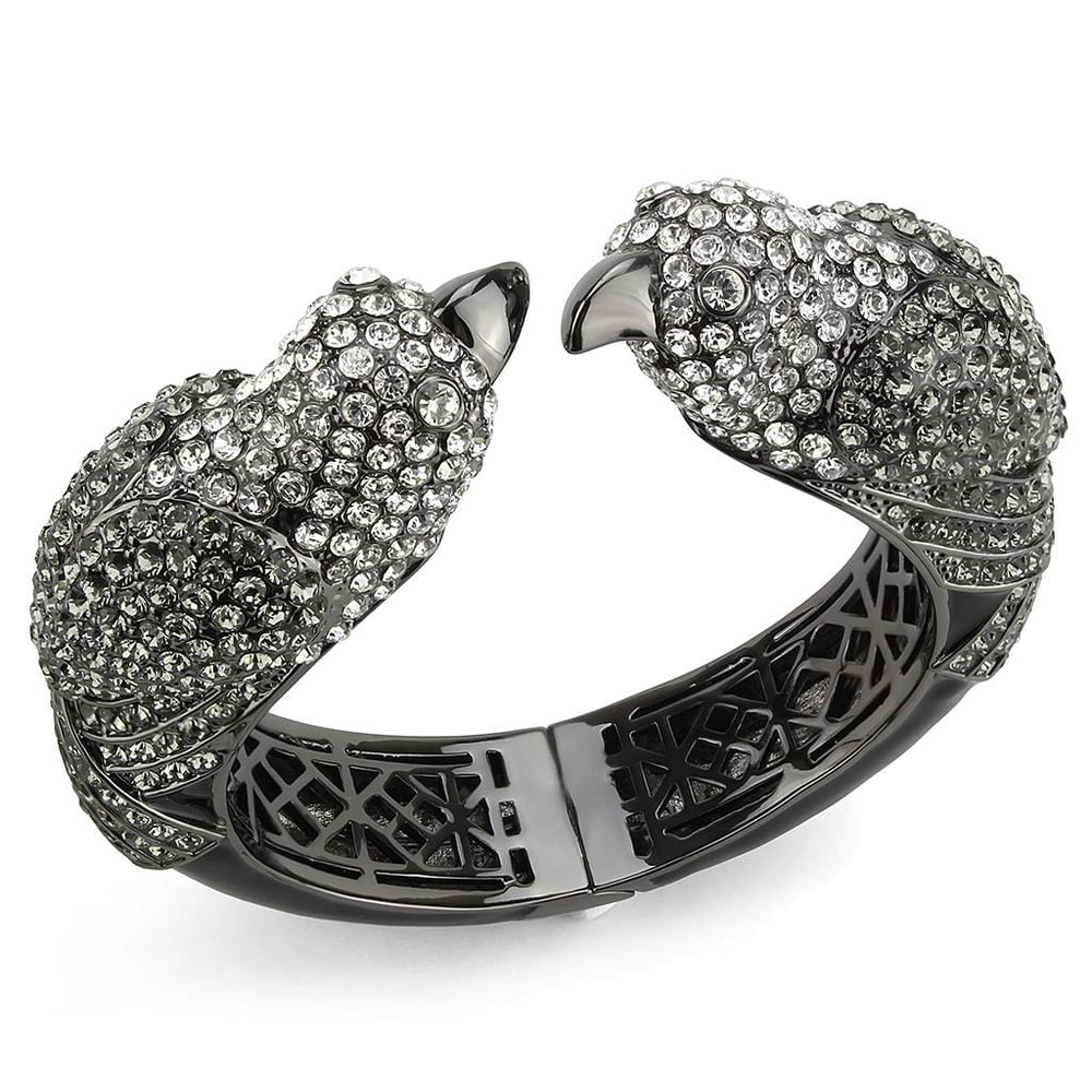 LO4333 - Ruthenium Brass Bangle with Top Grade Crystal  in Multi Color - Alamode