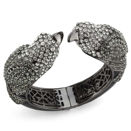 LO4333 - Ruthenium Brass Bangle with Top Grade Crystal in Multi Color - Alamode - Flyclothing LLC