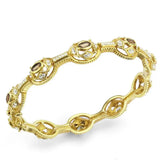LO4336 - Gold Brass Bangle with Synthetic in Brown - Alamode - Flyclothing LLC