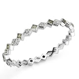 LO4340 - Rhodium Brass Bangle with Synthetic in Gray - Alamode - Flyclothing LLC