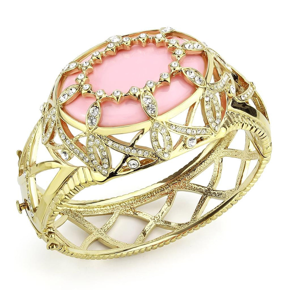 LO4347 - Gold Brass Bangle with Synthetic  in Rose - Alamode