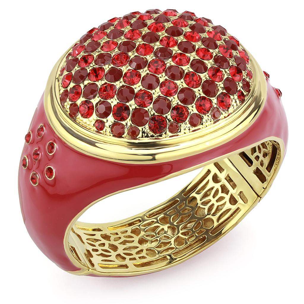LO4351 - Gold Brass Bangle with Top Grade Crystal in Multi Color - Alamode - Flyclothing LLC