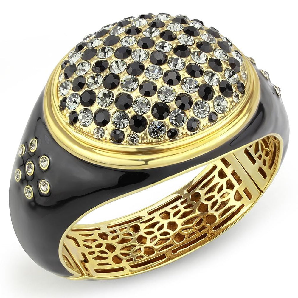 LO4352 - Gold Brass Bangle with Top Grade Crystal  in Multi Color - Alamode