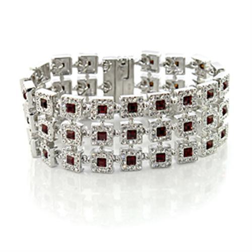 LO444 - Rhodium Brass Bracelet with Top Grade Crystal  in Siam - Alamode