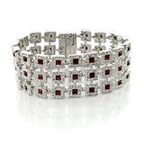 LO444 - Rhodium Brass Bracelet with Top Grade Crystal  in Siam - Alamode