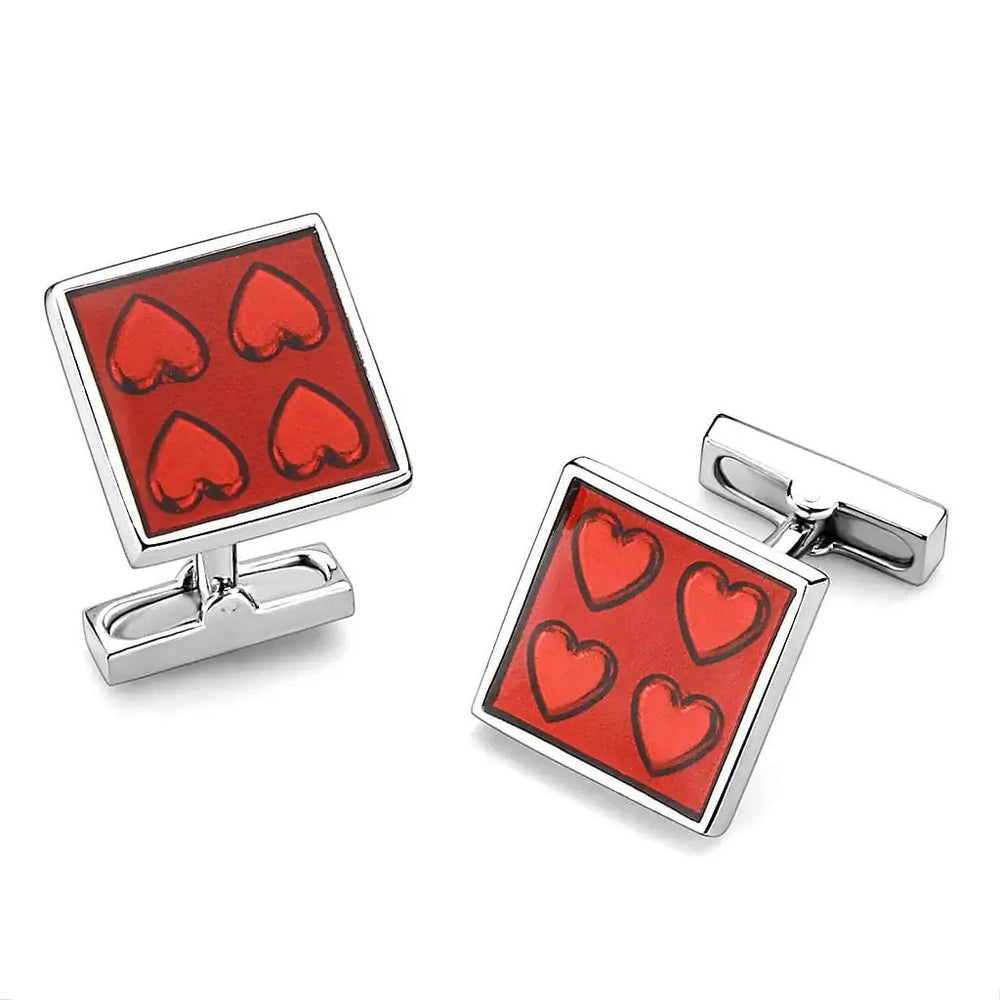 LO445 - Rhodium Brass Cufflink with No Stone - Alamode