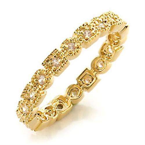 LO450 - Gold Brass Ring with AAA Grade CZ in Clear - Alamode - Flyclothing LLC