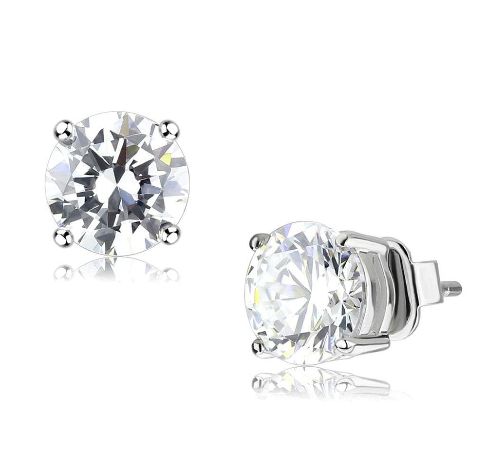 LO4632 - Rhodium Brass Earrings with AAA Grade CZ  in Clear - Alamode