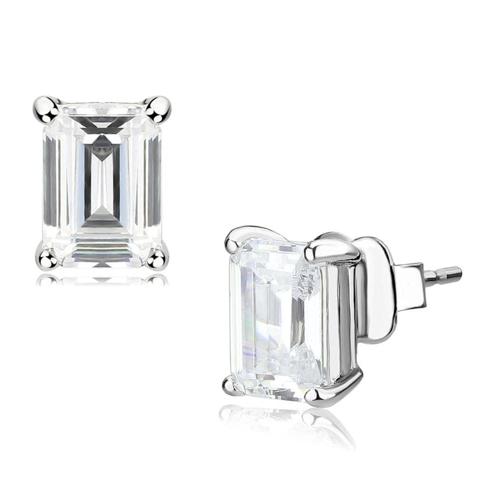 LO4633 - Rhodium Brass Earrings with Cubic  in Clear - Alamode