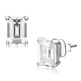 LO4633 - Rhodium Brass Earrings with Cubic  in Clear - Alamode