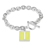 LO4636 - High-Polished Brass Bracelet with Epoxy  in Emerald - Alamode