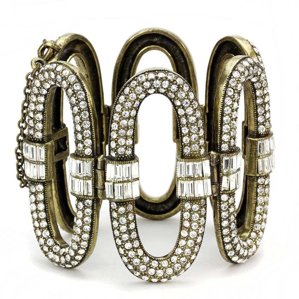LO4657 - Antique Copper White Metal Bracelet with Top Grade Crystal in Clear - Alamode - Flyclothing LLC