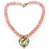 LO4662 - Antique Copper White Metal Necklace with Synthetic Synthetic Glass in Light Peach - Alamode - Flyclothing LLC