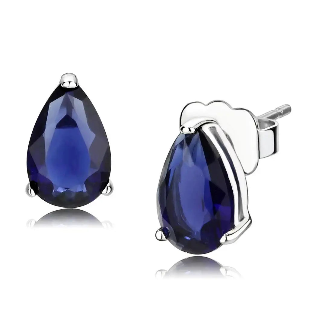 LO4672 - Rhodium 925 Sterling Silver Earrings with AAA Grade CZ in Clear - Alamode - Flyclothing LLC