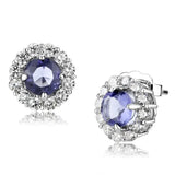 LO4674 - Rhodium Brass Earrings with Synthetic Synthetic Glass in Tanzanite - Alamode - Flyclothing LLC