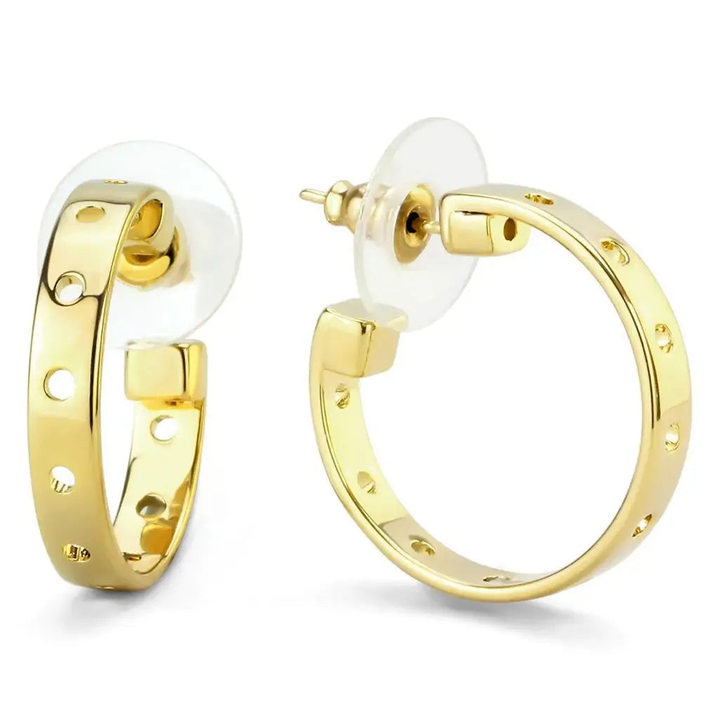 LO4681 - Gold Brass Earrings with No Stone - Alamode - Flyclothing LLC