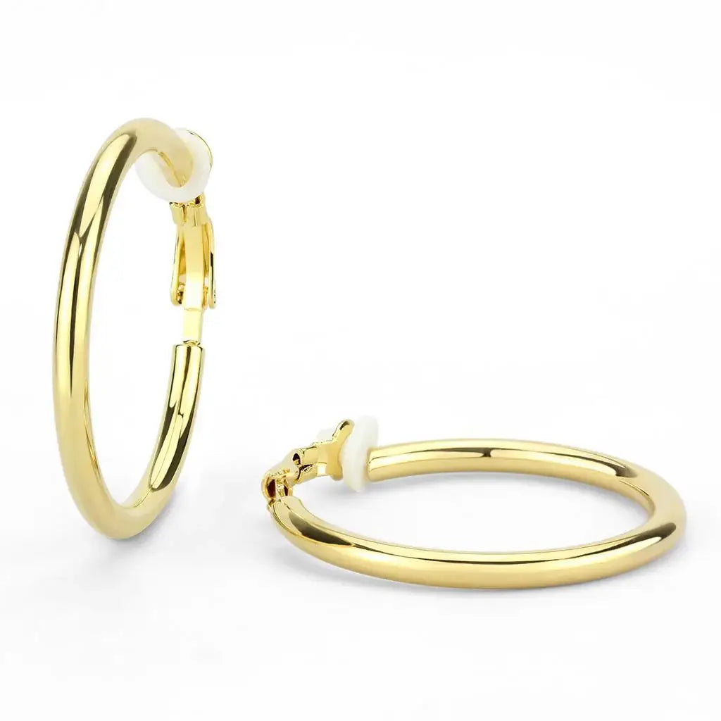 LO4682 - Gold Brass Earrings with No Stone - Alamode - Flyclothing LLC