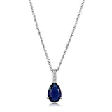 LO4683 - Rhodium Brass Chain Pendant with Synthetic in Montana - Alamode - Flyclothing LLC