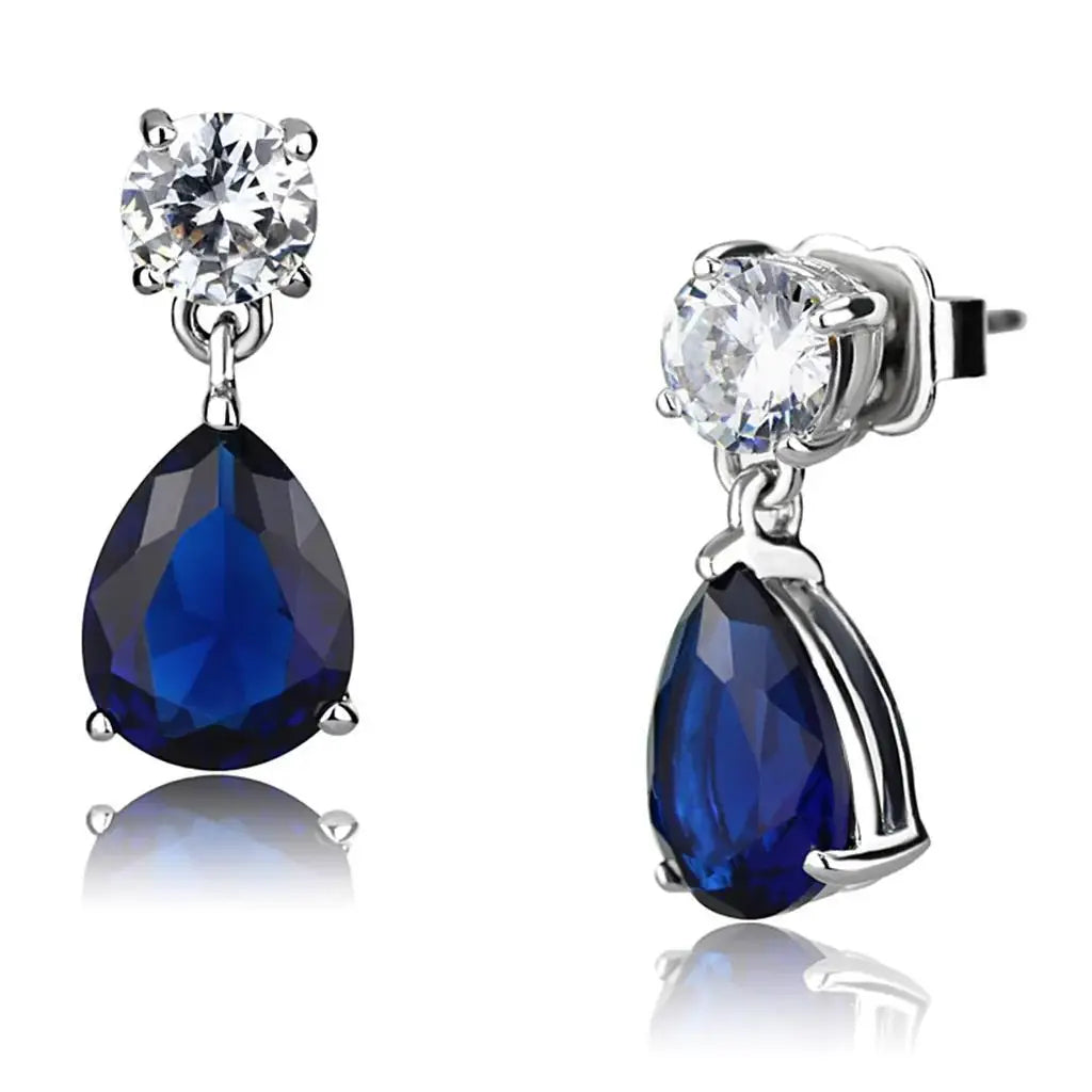 LO4684 - Rhodium Brass Earrings with Synthetic Synthetic Glass in Montana - Alamode - Flyclothing LLC