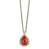 LO4686 - Antique Copper Brass Chain Pendant with Synthetic Synthetic Stone in Red Series - Alamode - Flyclothing LLC