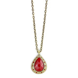 LO4686 - Antique Copper Brass Chain Pendant with Synthetic Synthetic Stone in Red Series - Alamode