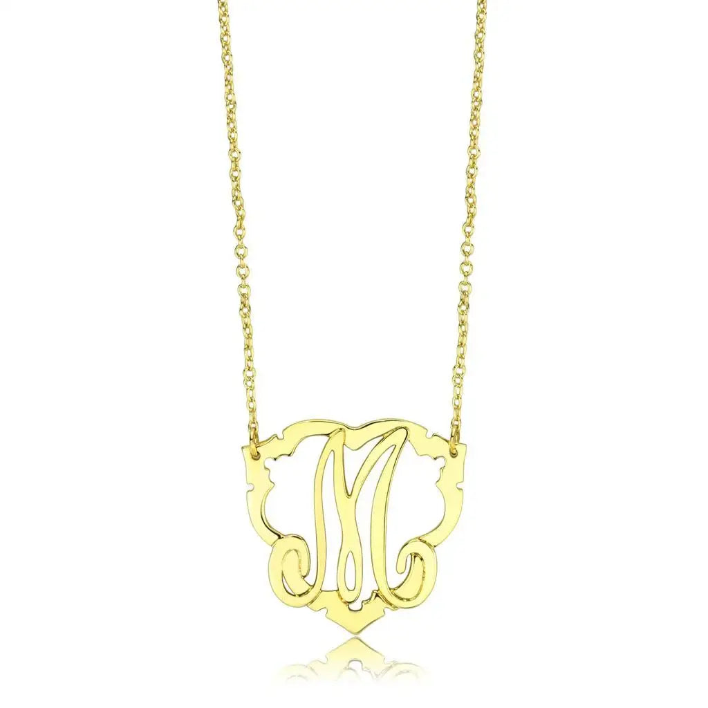LO4688 - Flash Gold Brass Necklace with No Stone - Alamode - Flyclothing LLC