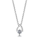 LO4692 - Silver+ e-coating Brass Chain Pendant with AAA Grade CZ in Clear - Alamode - Flyclothing LLC