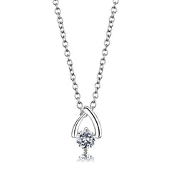 LO4692 - Silver+ e-coating Brass Chain Pendant with AAA Grade CZ  in Clear