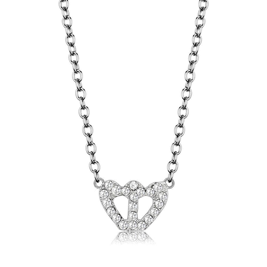 LO4694 - Rhodium Brass Necklace with Top Grade Crystal  in Clear